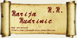 Marija Mudrinić vizit kartica